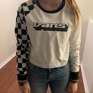 Vans black and white crop top long sleeve